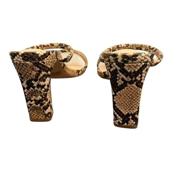 Lulus Xenya Tan Multi Snake Print Square Toe High Heel Sandals 7.5 NIB - Picture 6 of 11